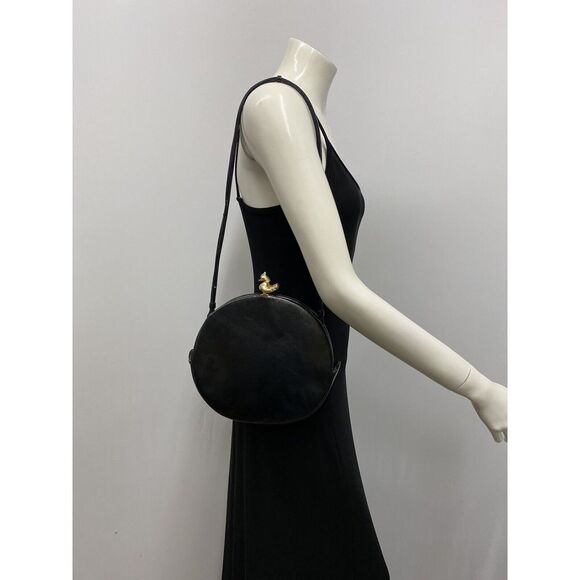Vintage Judith Leiber Leather Purse Black Gold Tone Metal‎ DUCK Clasp RARE TLC - Picture 1 of 12